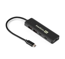 Exegate EX298169RUS USB-Хаб (концентратор) 4-в-1 ExeGate DUB-2C2P/10G (кабель-адаптер USB 3.2 Gen2 Type C --> 2xUSB3.2 Gen2 Type-A (10G)/2xUSB3.2 Gen2 Type-C (10G), SuperSpeed+ USB 10Gbps, Plug&Play, 