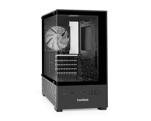 [Корпуса] Exegate EX298750RUS Корпус Minitower ExeGate i3 SEA-NPX450 (mATX, БП 450NPX, 2*USB+1*USB3.0, HD аудио, черный, 1 вент. 12см с RGB подсветкой, передняя и боковая панели - закаленное стекло)