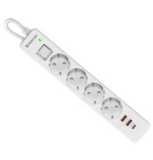 Defender Удлинитель с сетевым фильтром DFS 143 3 м,белый,4розетки,USB+TypeC [99434]