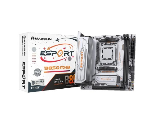 [Материнская плата] MAXSUN MS-eSport B850ITX WIFI ICE (Socket AM5, mini-ITX, 2*DDR5(96Gb), DP/HDMI,  2*SATA3, 2*M.2,  1*PCIEx16, 4*USB2.0, 2*USB 3.0, 1*Type-C, LAN 1*2,5G, Bluetooth, Wi-Fi 802.11ax, RTL)