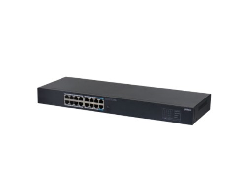 [Коммутаторы] DAHUA DH-SG1016 16-портовый гигабитный неуправляемый коммутатор, 16xRJ45 1Gb, коммутация 32 Гбит/с, MAC-таблица 8К, металл