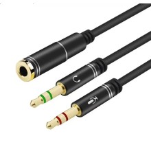 Bion Аудио-разветвитель, jack 3.5 mm 4-pin (F) - 2x3.5 mm jack (M), Cu, 1м [BXP-CCA-459-010]