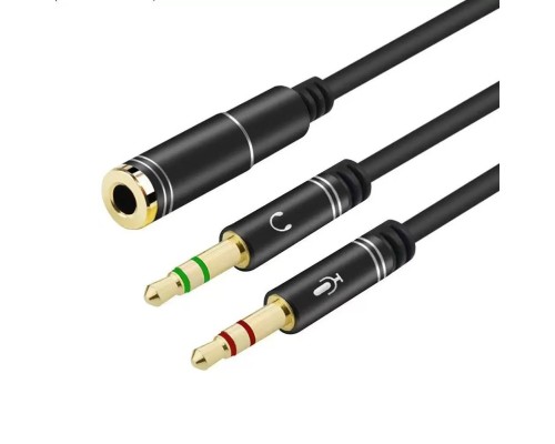 [Кабели Audio, Video] Bion Аудио-разветвитель, jack 3.5 mm 4-pin (F) - 2x3.5 mm jack (M), Cu, 1м [BXP-CCA-459-010]