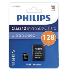 Micro SecureDigital 128GB Philips microSDHC Class 10 (SD адаптер)