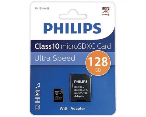 [Карта памяти ] Micro SecureDigital 128GB Philips microSDHC Class 10 (SD адаптер)
