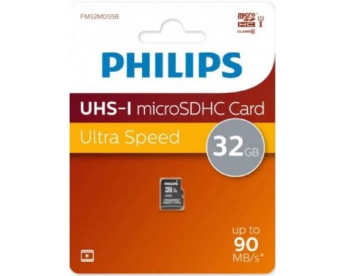 [Карта памяти ] Micro SecureDigital 32GB Philips High Speed  microSDHC Class 10 90MB/s (FM32MD55B/97)