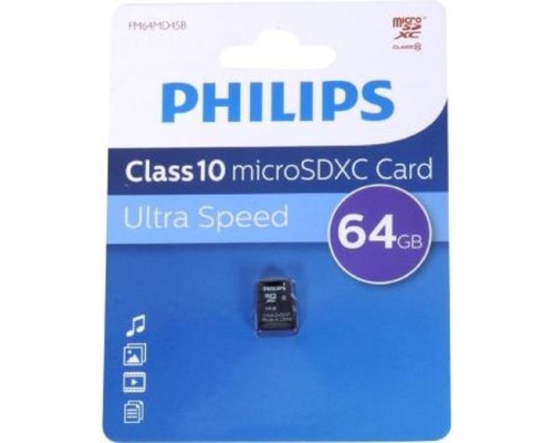 [Карта памяти ] Micro SecureDigital 64GB Philips microSDHC Class 10
