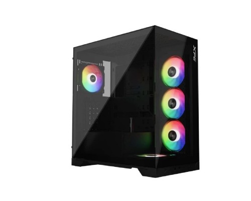[корпус] XPG INVADER X BLACK (INVADERXMT-BKCWW) Mid-Tower Gaming ATX PC Case with Panoramic View, Tempered Glass Panels, and RGB Lighting Black