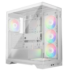 XPG INVADER X WHITE (INVADERXMT-WHCWW) Mid-Tower Gaming ATX PC Case with Panoramic View, Tempered Glass Panels, and RGB Lighting Black