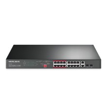 Mercusys MS118CP 16-портовый монтируемый в стойку PoE+ коммутатор 10/100 Мбит/с с 2 гигабитными портами