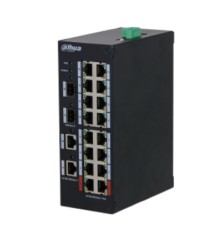 DAHUA DH-HS3220-16GT-190 20-портовый гигабитный неуправляемый коммутатор с PoE, промышленное исполнение , 16xRJ45 1Gb, 2xRJ45 1Gb, 2xSFP 1Gb, суммарно 190Вт, коммутация 40 Гбит/с, MAC-таблица 4К