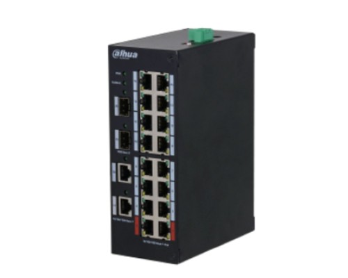 [Коммутаторы] DAHUA DH-HS3220-16GT-190 20-портовый гигабитный неуправляемый коммутатор с PoE, промышленное исполнение , 16xRJ45 1Gb, 2xRJ45 1Gb, 2xSFP 1Gb, суммарно 190Вт, коммутация 40 Гбит/с, MAC-таблица 4К
