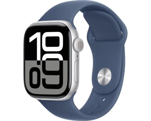 [Умные часы] Apple Watch Series 10 42mm Silver Aluminium Case with Denim Sport Band - S/M (MWWA3LW/A)