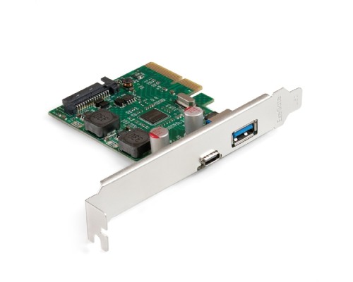 [Контроллер] Exegate EX298303RUS Контроллер ExeGate EXE-313-1A1C (PCI-E x4 v3.0, USB3.2 Gen2 1xType-A + 1xType-C ext., SuperSpeed+ скорость до 10 Гбит/с, разъем доп.питания, ASMedia Chipset ASM3142)