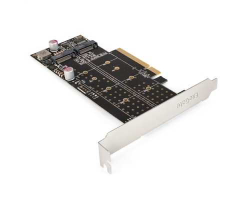 [USB-концентраторы] Exegate EX298298RUS Переходник ExeGate EXE-597E2 (2 x M.2 M key -> PCI-E x8 v3.0, для установки двух SSD M.2 2230/2242/2260/2280/22110 M key NGFF в слот PCI-E, материнская плата должна быть c функцией