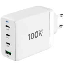 Cablexpert зарядное устройство 100Вт GaN, 5A, QC5.0/PD, 3xType-C, 1xUSB, белый, коробка (MP3A-PC-66)