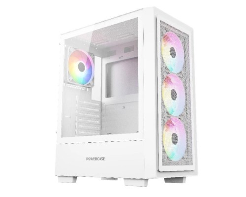 [Корпус] Powercase Mistral AY4W ARGB, Tempered Glass, 4x 120mm ARGB Fans, белый, ATX  (CMAYW-A4)