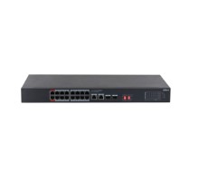 DAHUA DH-S3220-16GT-190 16-порт. Гига. коммутатор с PoE, уровень L2  16 RJ45 10/100/1000Мбит/с (PoE/PoE+/Hi-PoE), 2 RJ45 10/100/1000Мбит/с (uplink), 2 SFP 1000Мбит/с (uplink) до 190Вт