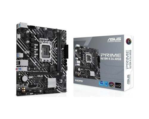 [Материнская плата] ASUS PRIME H610M-K D4 ARGB (Socket 1700, mATX, 2xDDR4(64GB), HDMI 2.1, 1xPCIe 4.0x16/1xPCIe 3.0/1xLAN, 4xSATA 6Gb/s, 1xM.2, 2xUSB 3.2, 4xUSB 2.0, 1xPS/2)