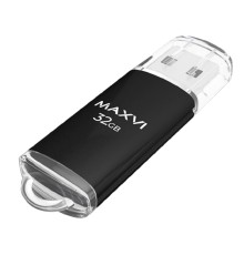 Maxvi USB Drive 32GB MP black, монолит с колпачком, металл + ABS пластик, USB 2.0 FD32GBUSB20C10MP