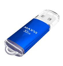 Maxvi USB Drive 32GB MP blue, монолит с колпачком, металл + ABS пластик, USB 2.0 FD32GBUSB20C10MP