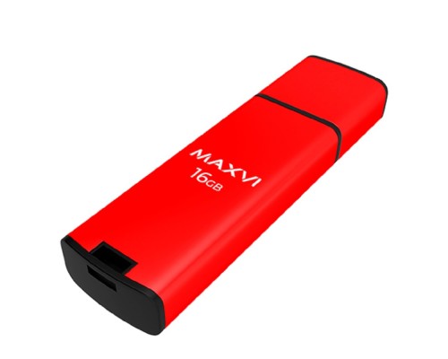 [носитель информации] Maxvi USB Drive 16GB MP2 red, монолит с колпачком, ABS пластик + металл, USB 2.0