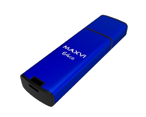 [носитель информации] Maxvi USB Drive 64GB MP2 blue, монолит с колпачком, ABS пластик + металл, USB 2.0