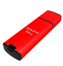 Maxvi USB Drive 64GB MP2 red, монолит с колпачком, ABS пластик + металл, USB 2.0
