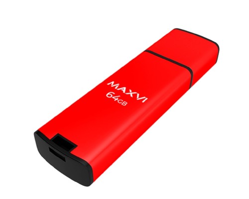 [носитель информации] Maxvi USB Drive 64GB MP2 red, монолит с колпачком, ABS пластик + металл, USB 2.0