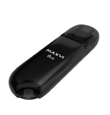 Maxvi USB Drive 8GB P1 black, монолит с колпачком, ABS пластик, USB 2.0 FD8GBUSB20C10P1