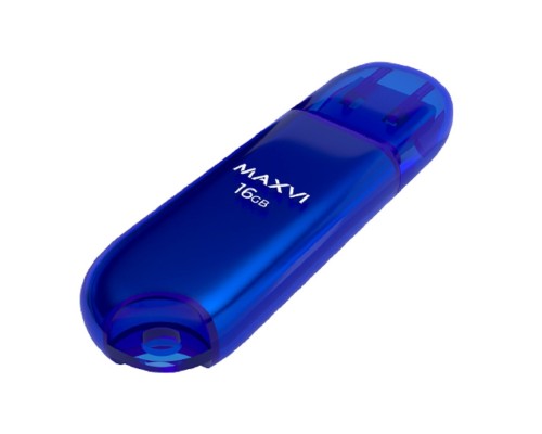 [носитель информации] Maxvi USB Drive 16GB P1 blue, монолит с колпачком, ABS пластик, USB 2.0