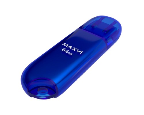 [носитель информации] Maxvi USB Drive 64GB P1 blue, монолит с колпачком, ABS пластик, USB 2.0