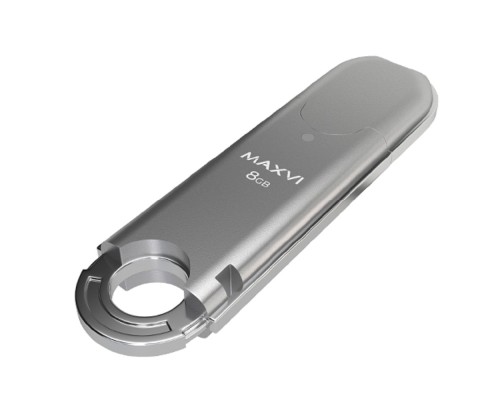 [носитель информации] Maxvi USB Drive 8GB P2 silver, монолит с колпачком, ABS пластик, USB 2.0