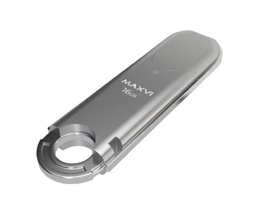 [носитель информации] Maxvi USB Drive 16GB P2 silver, монолит с колпачком, ABS пластик, USB 2.0