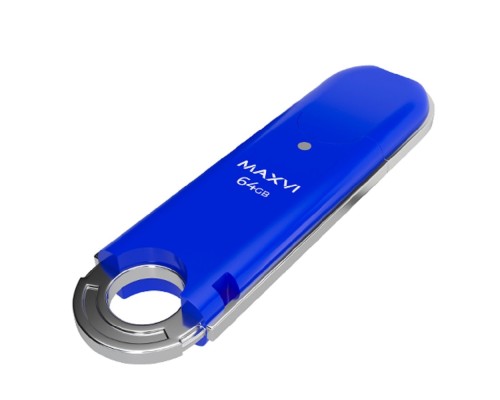 [носитель информации] Maxvi USB Drive 64GB P2 blue, монолит с колпачком, ABS пластик, USB 2.0