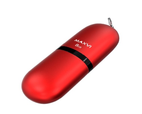 [носитель информации] Maxvi USB Drive 8GB SF red, монолит с колпачком, soft touch, USB 2.0