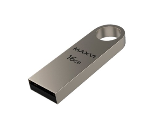 [носитель информации] Maxvi USB Drive 16GB MK metallic silver, монолит, металл, USB 2.0
