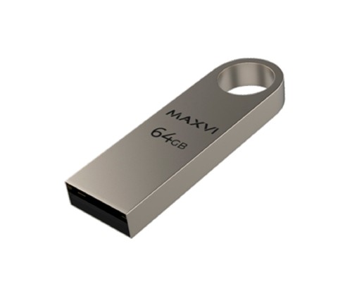 [носитель информации] Maxvi USB Drive 64GB MK metallic silver, монолит, металл, USB 2.0