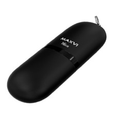 Maxvi USB Drive 16GB SF black, монолит с колпачком, soft touch, USB 2.0