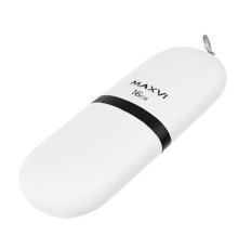 Maxvi USB Drive 16GB SF white, монолит с колпачком, soft touch, USB 2.0