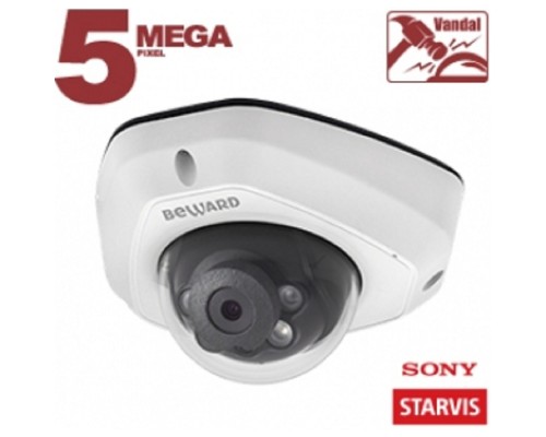 [Камера видеонаблюдения] BEWARD SV3212DM Купольная IP-камера 5 Мп, 1/2.8' КМОП Sony Starvis, 2xWDR до 120 дБ, 3 потока H.265/Н.264 HP/MP/BP, MJPEG, 30к/с, 2592x1944, объектив 2.8 / 3.6 / 6 мм (на выбор)