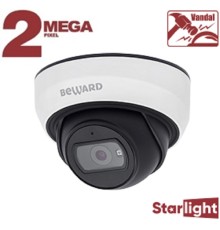 BEWARD SV2012DBS Купольная IP-камера 2 Мп, 1/2.8'' КМОП Starlight,  2xWDR до 120 дБ, 3 потока H.265/Н.264 HP/MP/BP, MJPEG, 30к/с, 1920?1080, объектив 2.8 / 3.6 мм (на выбор)