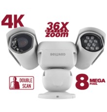 BEWARD SV8193215-R3 8 Мп, 1/1.8'' КМОП SONY Starvis, скоростная PTZ 0.1-200°/сек, 0.006 лк (день)/0.0005 лк (ночь), 2xWDR до 120 дБ, 3 потока H.265/H.264/MJPEG, Zoom 36x оптич