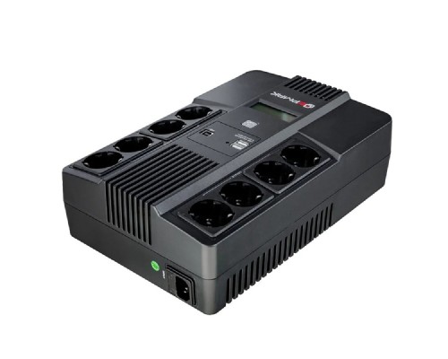 [Ермак] Ермак ИБП Линейно-интерактивный 1000 ВА/600 Вт, 8xSchuko,  ЖК, 2 х USB (СБП ЕРМАК 220-220.1-32-ВУ) Id 130032
