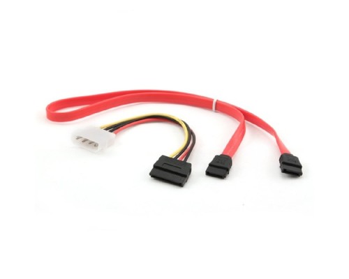 [Коммутационный шнур] Комплект кабелей SATA Cablexpert CC-SATA-N, интерфейсный (48см) 7pin/7pin и питания (15см) 4pin/15pin, медь, пакет