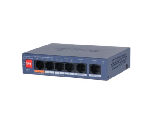 [Коммутаторы] DAHUA DH-CS4006-4ET2GT-60 4-портовый гигабитный PoE коммутатор с функцией облачного управления, 4xRJ45 100Mb, 2xRJ45 1Gb uplink, суммарно 60Вт