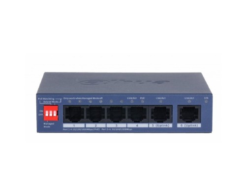 [Коммутаторы] DAHUA DH-CS4006-4GT-36 4-портовый гигабитный PoE коммутатор с функцией облачного управления, 4 RJ45 10/100/1000Мбит/с (PoE/PoE+), 2 RJ45 10/100/1000Мбит/с (uplink)