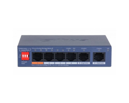 [Коммутаторы] DAHUA DH-CS4006-4GT-60-V2 4-портовый гигабитный PoE коммутатор с функцией облачного управления 4 RJ45 10/100/1000Мбит/с (PoE/PoE+/Hi-PoE), 2 RJ45 10/100/1000Мбит/с (uplink)