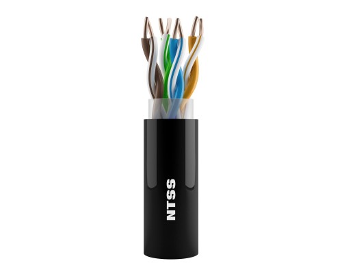 [Витая Пара] NTSS Кабель витая пара NTSS U/UTP 5e 4 пары одножильный 24AWG медь 305м внешний PE черный NTSS-OUT-UTP4-5e-PE-BL
