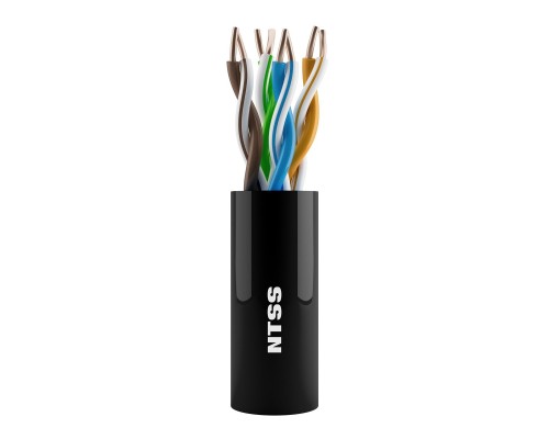 [Витая Пара] NTSS Кабель витая пара NTSS U/UTP 5e 4 пары одножильный 24AWG медь 305м внешний, внутренний нг(А)-HF (LSZH) UV черный NTSS-OUT-UTP4-5e-LSZH-BL